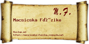 Macsicska Füzike névjegykártya